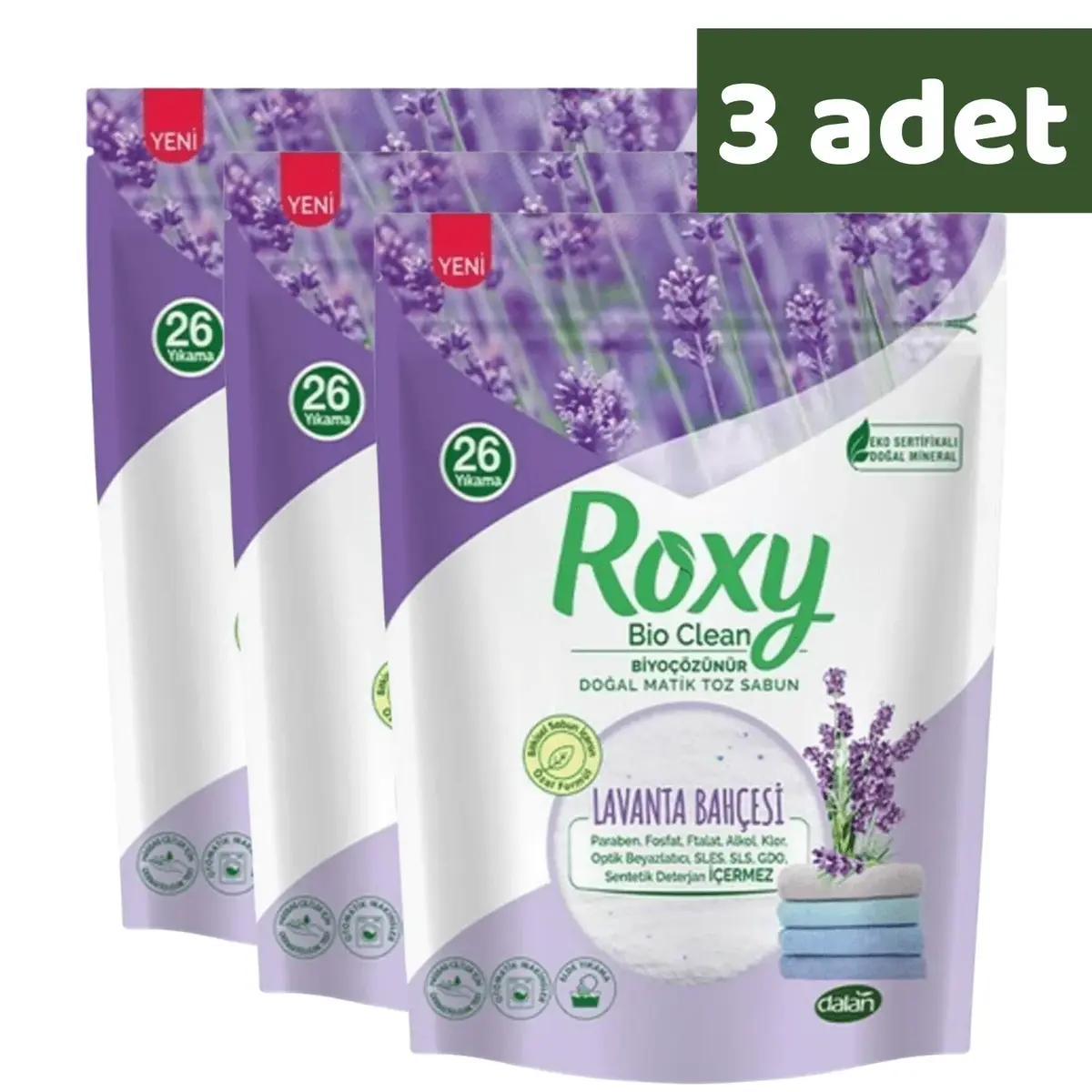 Dalan Roxy Matik Toz Sabun Lavanta Kokulu 800 gr x 3 Adet Dalan Roxy Matik Toz Sabun Lavanta Kokulu 800 gr x 3 Adet