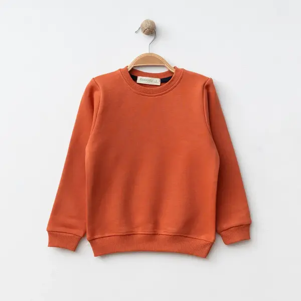 Bebolly Sweatshirt Basic Üç İplik Şardonsuz Kiremit