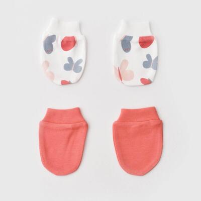 Bibaby Organik Eldiven 2li Wild Flowers Coral