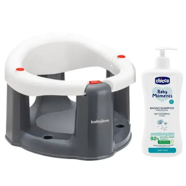 Babyjem Önden Açılır Bebek Banyo&Mama Oturağı Beyaz+Chicco Baby Moments Doğal Göz Yakmayan Bebek Saç