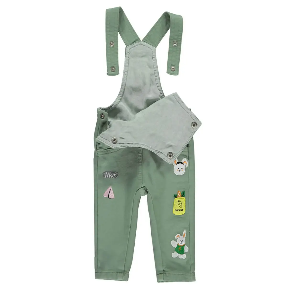 Overdo Salopet Renkli Tavşan Nakışlı Yeşil