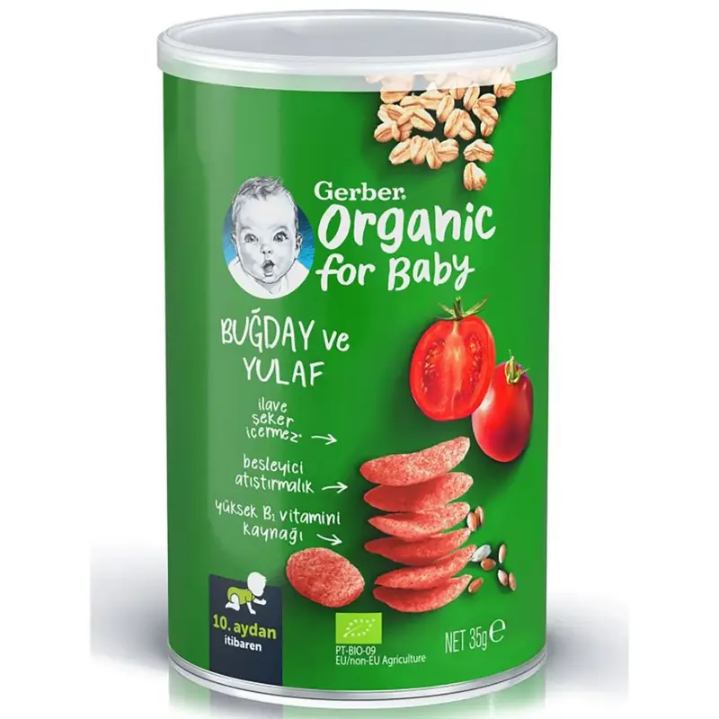 Gerber Organik Buğday Ve Yulaf Bebek Atıştırmalığı 35 gr 10+ Ay