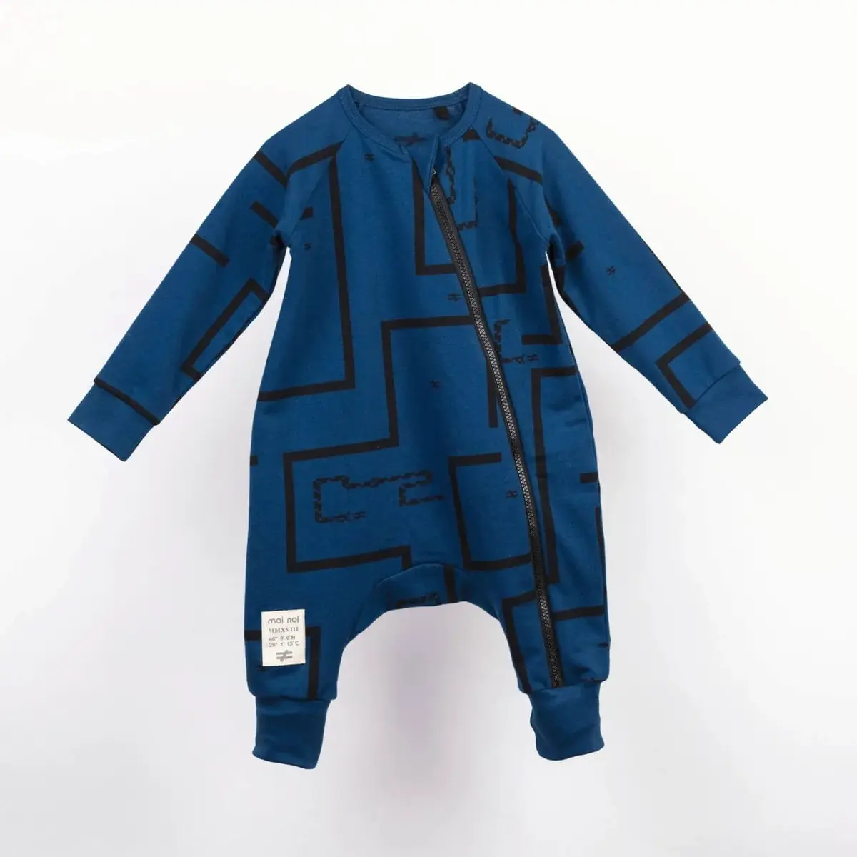 Moi Noi Tulum Desenli Yandan Fermuarlı Koyu Mavi Moi Noi Tulum Desenli Yandan Fermuarlı Koyu Mavi