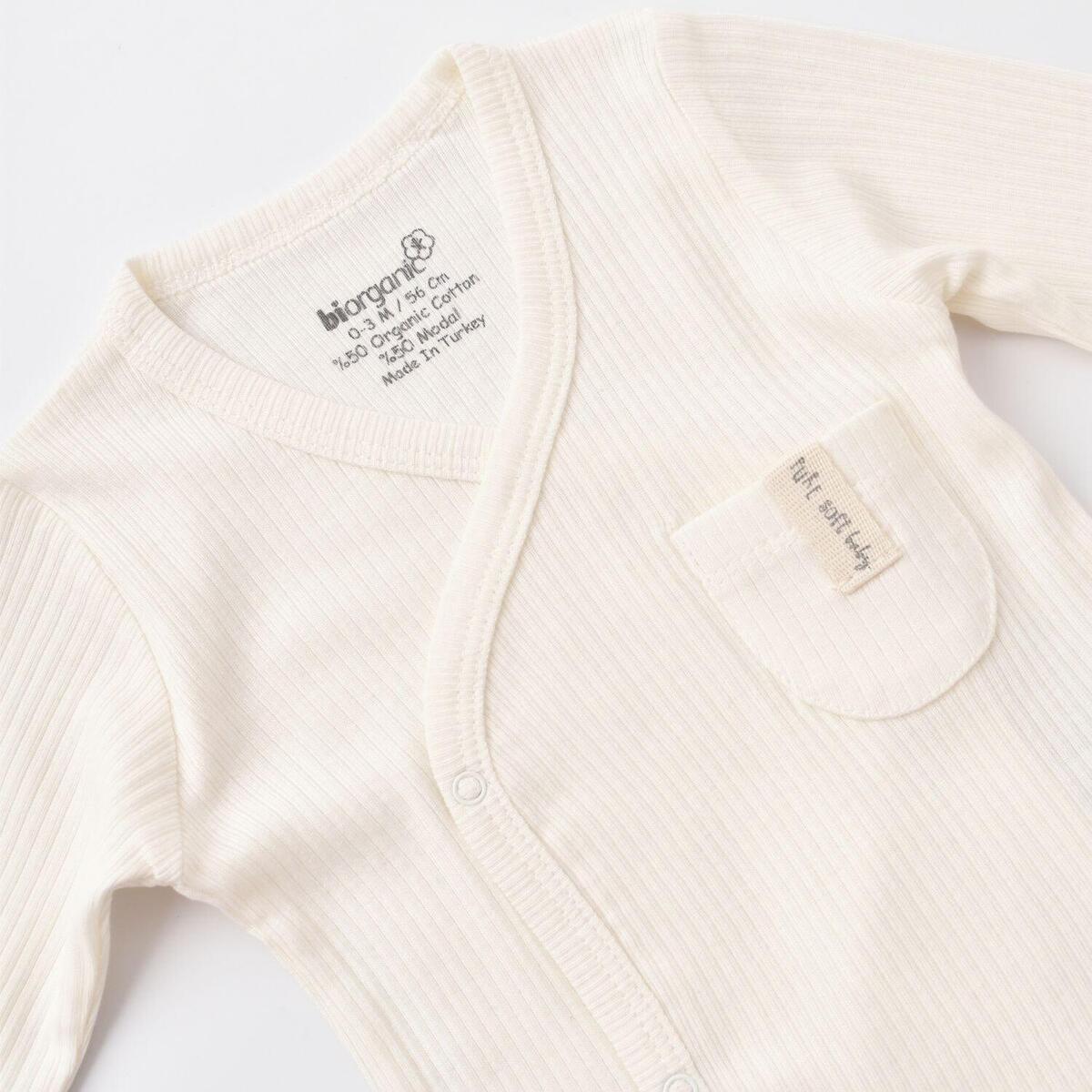 Bibaby Organik Body Kruvaze Eldivenli Soft Modal Ekru