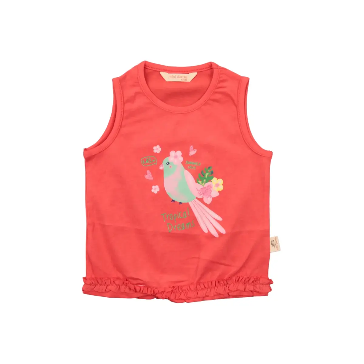 Mini Damla T-Shirt Kolsuz Tropikal Nar Çiçeği Mini Damla T-Shirt Kolsuz Tropikal Nar Çiçeği