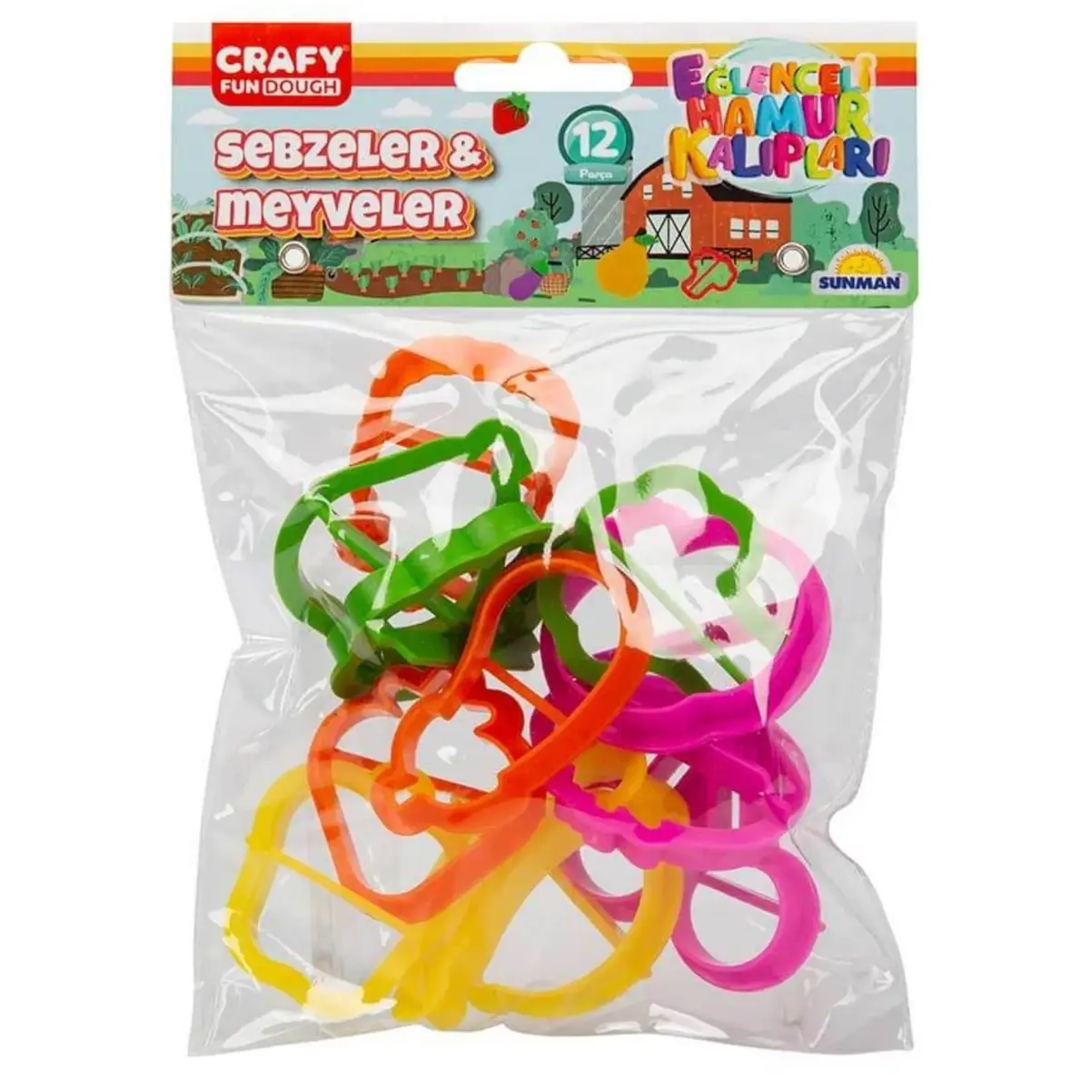Crafy Oyun Hamur Kalıbı Meyve-Sebze 12 Parça Kartela