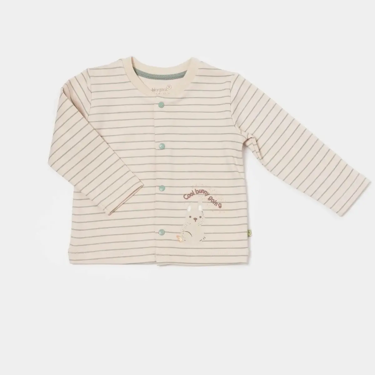 Bibaby Organik Pijama Takımı Cool Lines Bunny Bej - Hardal