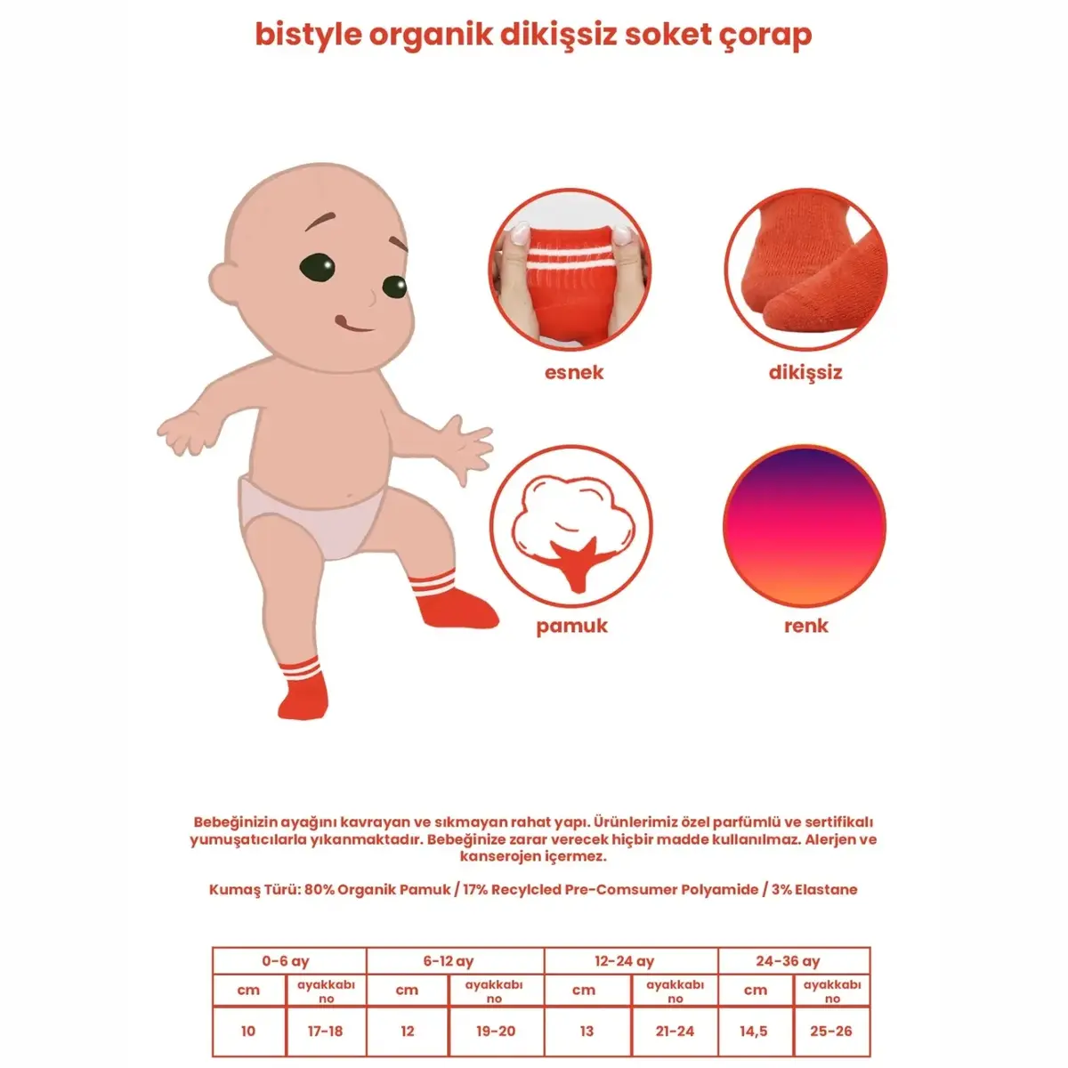 Bibaby Çorap Soket Bistyle 6lı Penye Çemberli Siyah - Beyaz