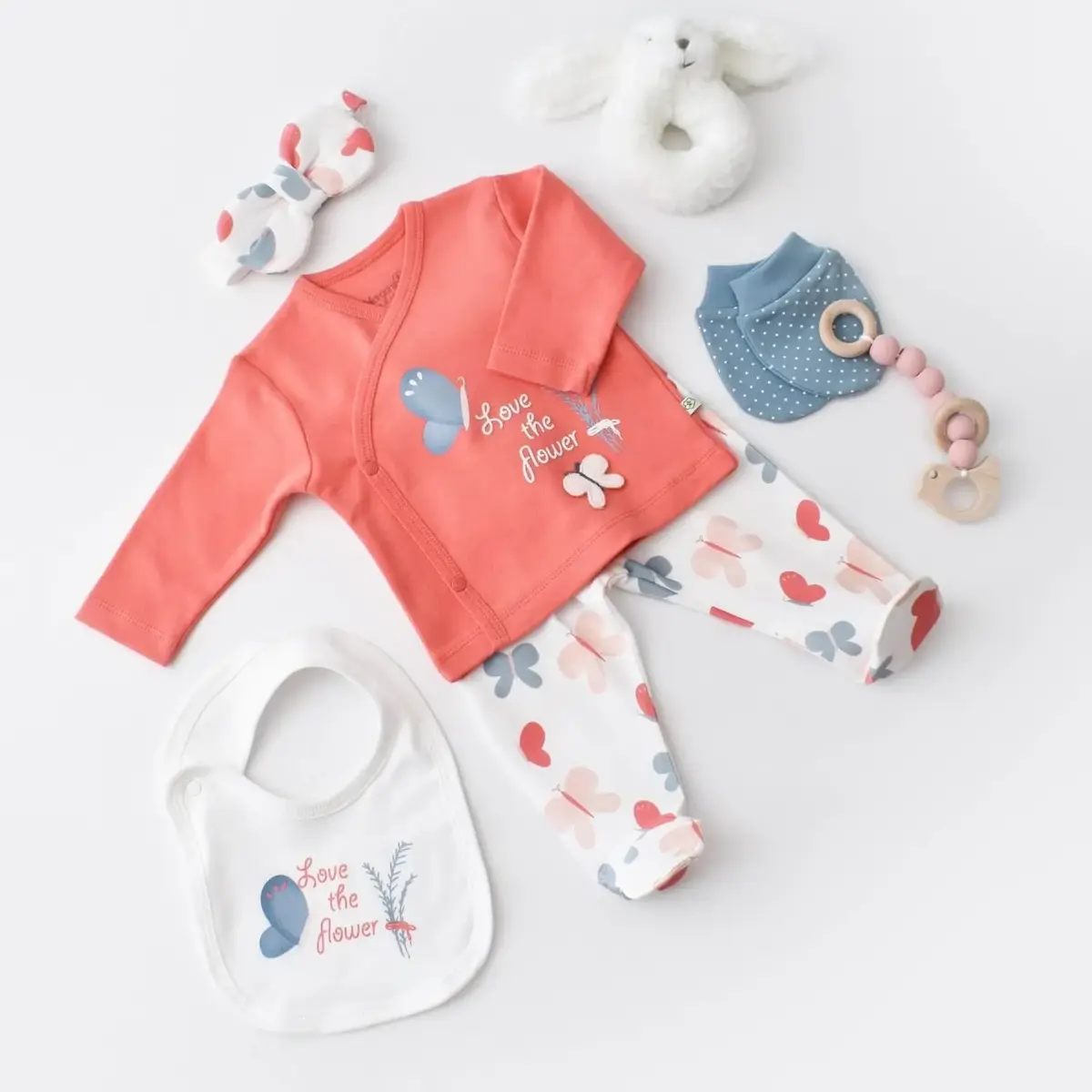 Bibaby Organik Hastane Çıkışı 5li Wild Flowers Coral