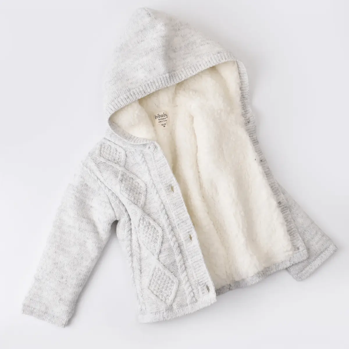 Bibaby Hırka Triko Desenli Welsoftlu Gri