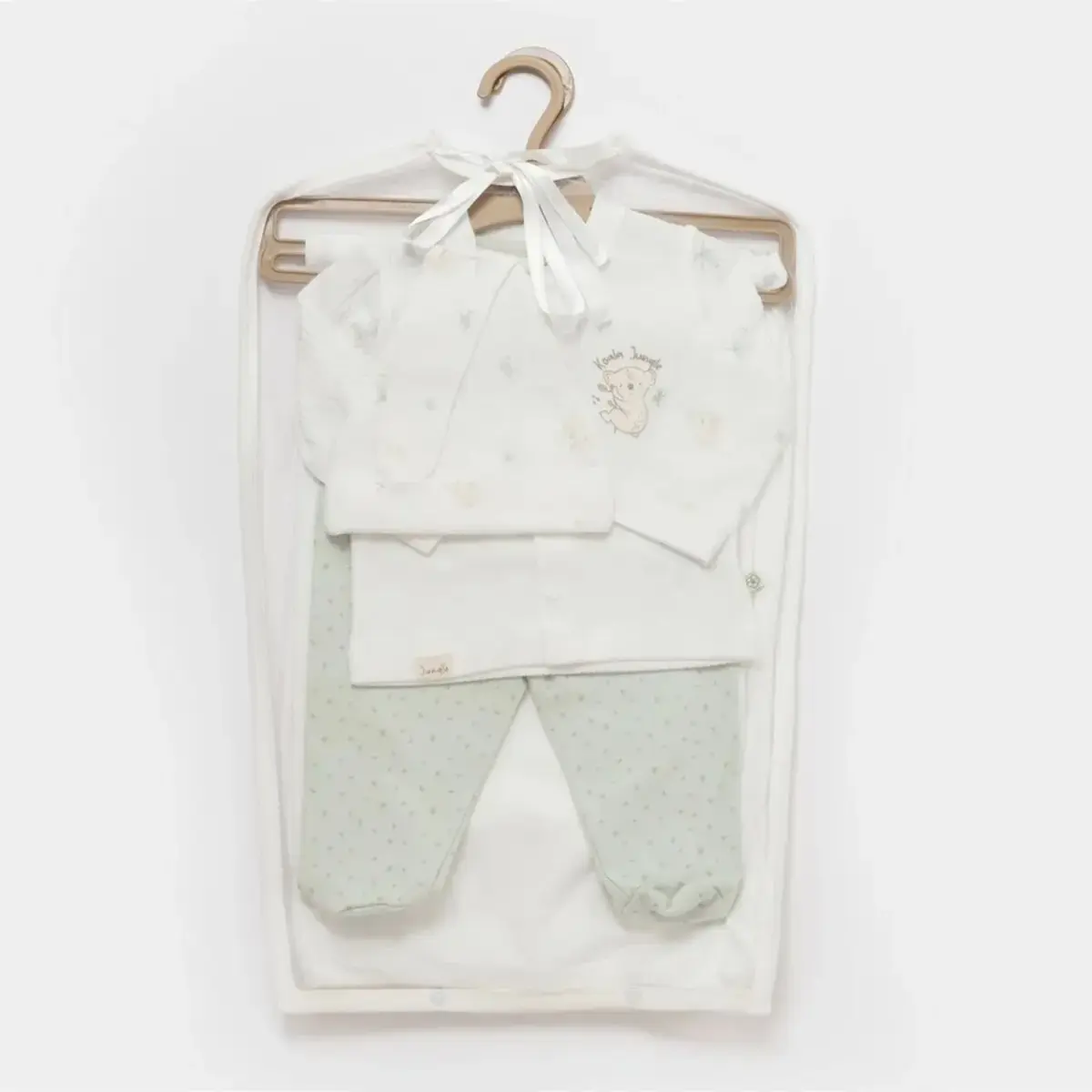 Bibaby Organik Zıbın Takımı 4lü Battaniyeli Koala Jungle Mint