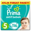 Prima Aktif Bebek Bezi 5 Beden Junior 116lı Aylık Fırsat Paketi