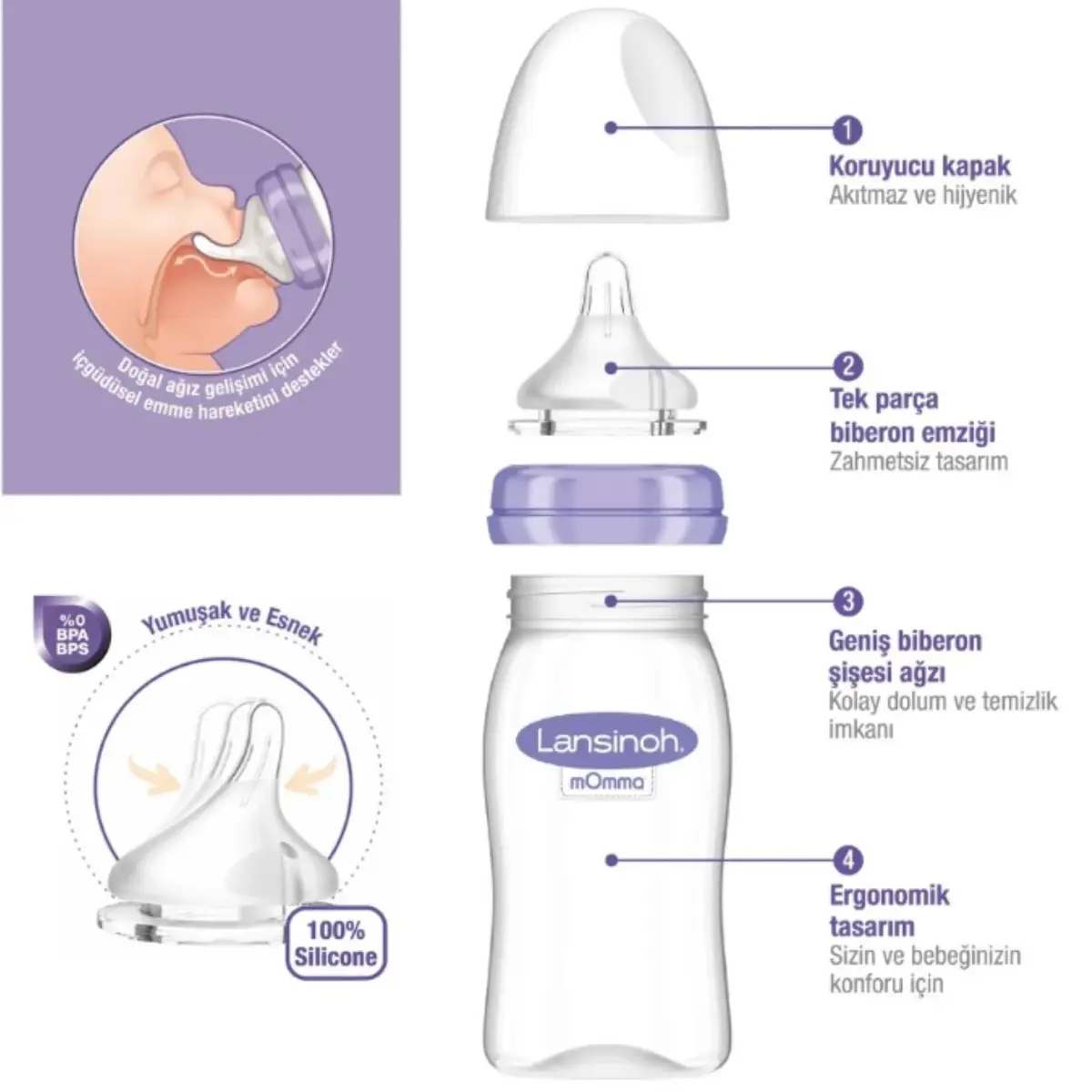 Lansinoh Natural Wave Biberon 240 ml