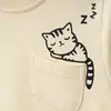 Hira Sweatshirt Uykucu Kedi Baskılı Bej