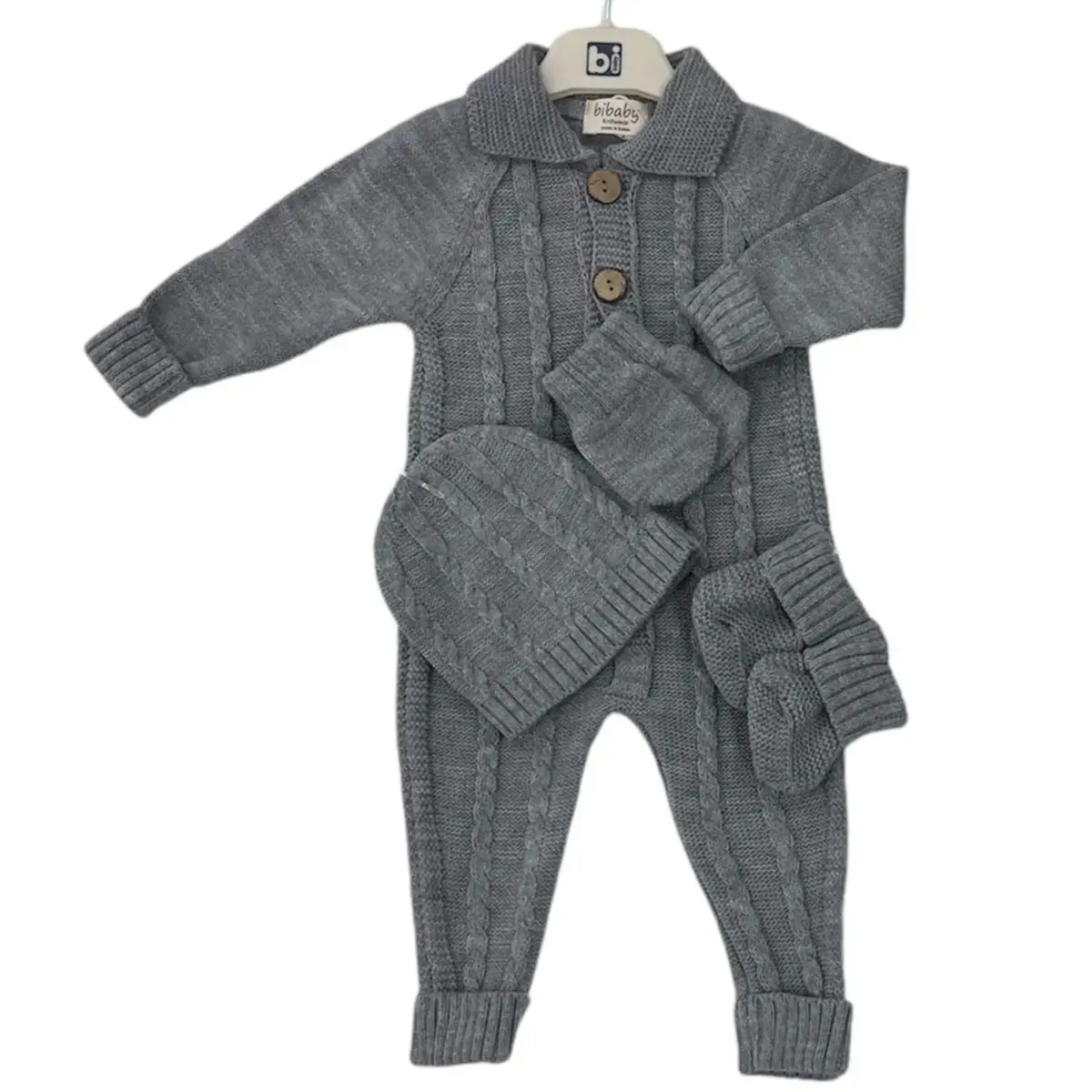 Bibaby Hastane Çıkışı 5li Triko Saç Örgü Gri