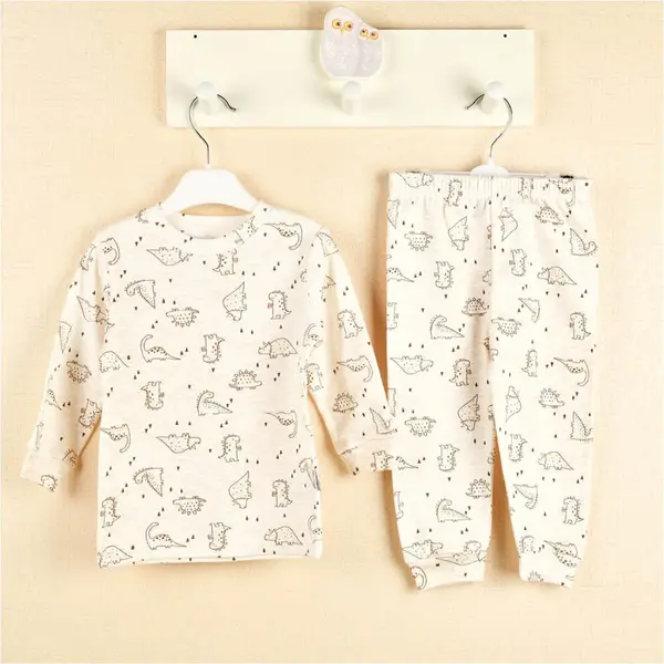 Rany Baby Kids Pijama Takımı Dinozor Kahverengi