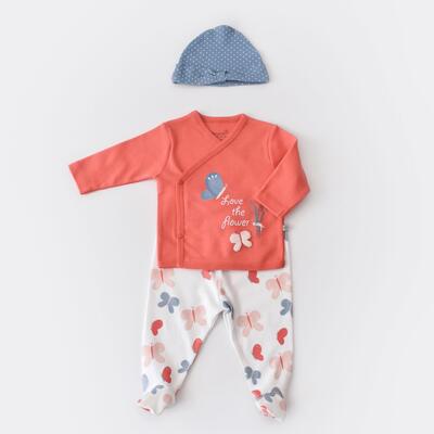 Bibaby Organik Zıbın Takımı 3lü Wild Flowers Coral