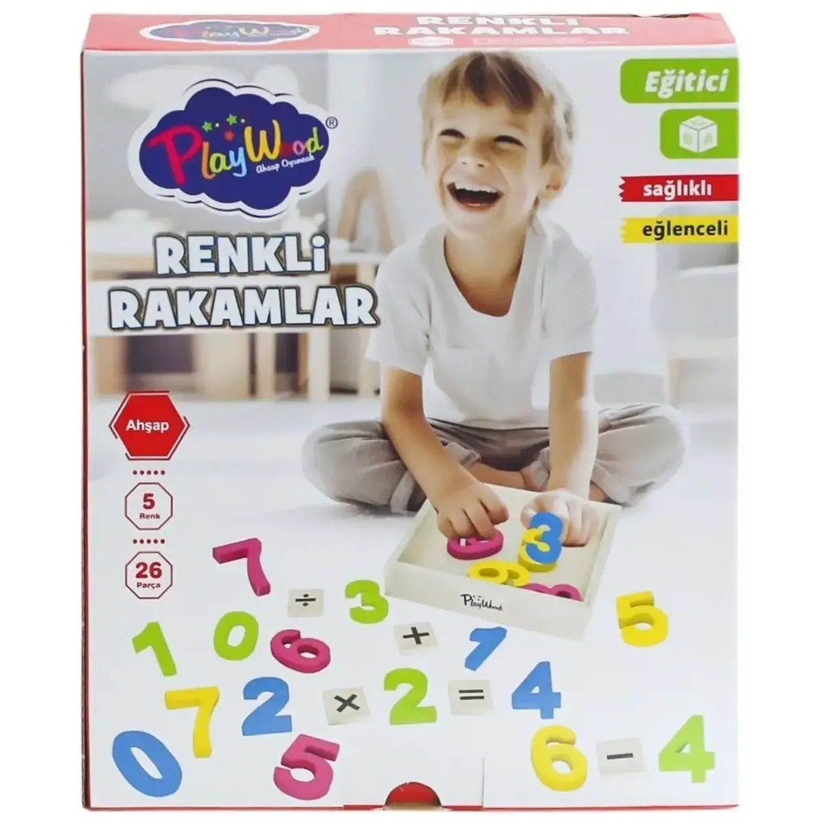 Kutuda 26 Parça Ahşap Kasalı Renkli Rakamlar