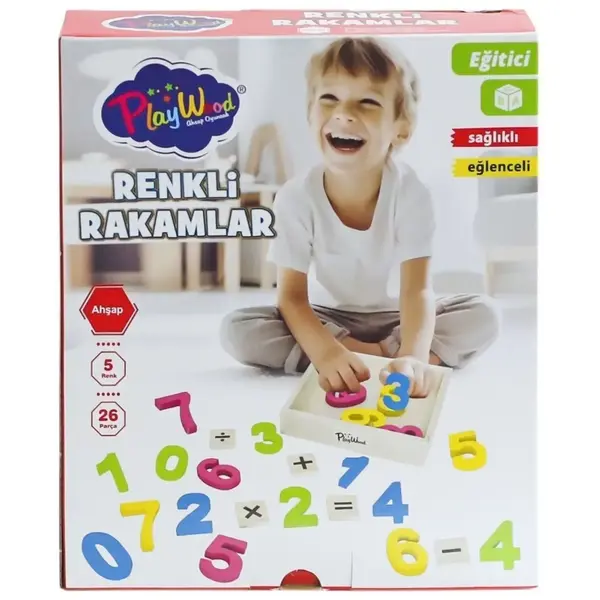 Kutuda 26 Parça Ahşap Kasalı Renkli Rakamlar