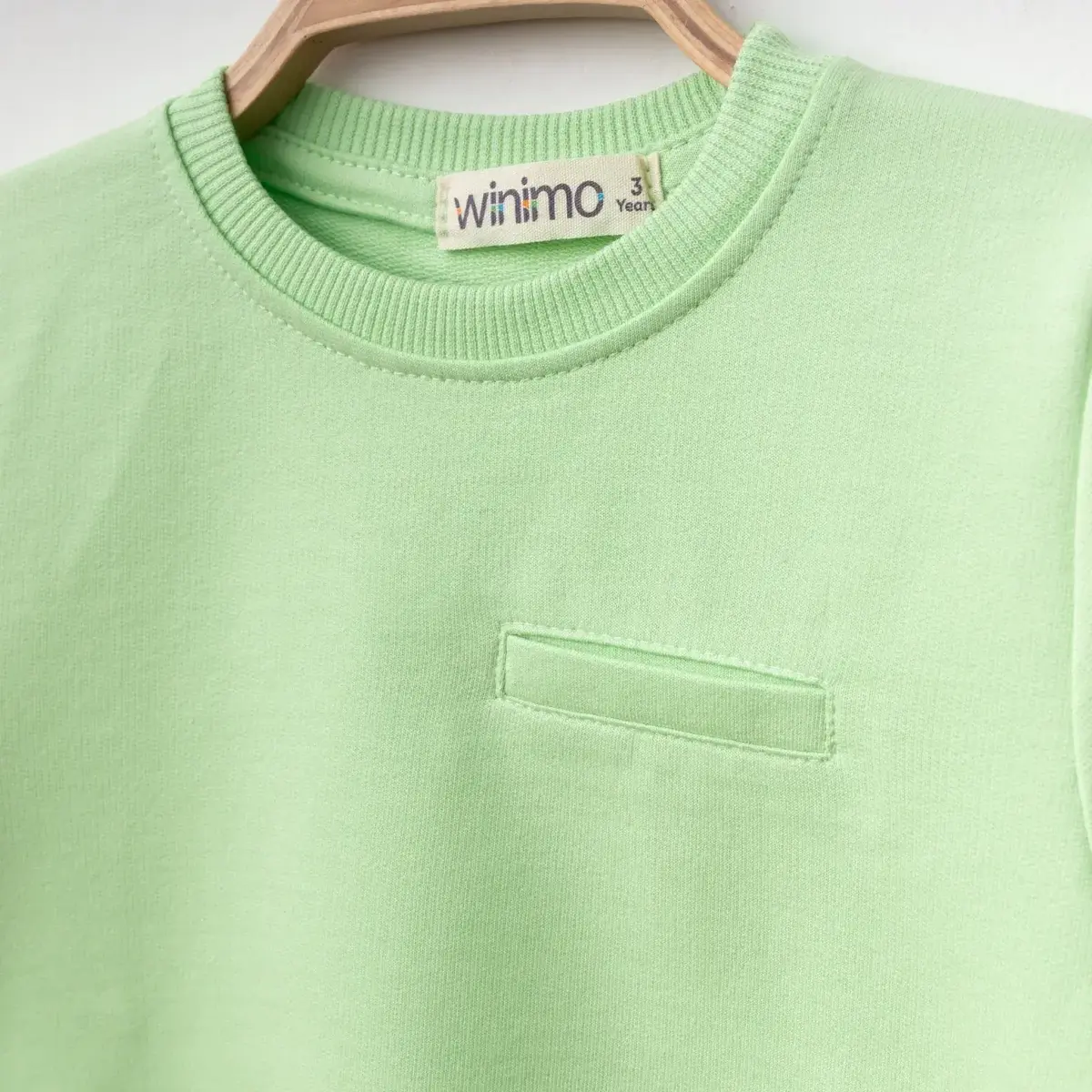 Winimo Sweatshirt Parçalı Basic Fıstık Yeşili