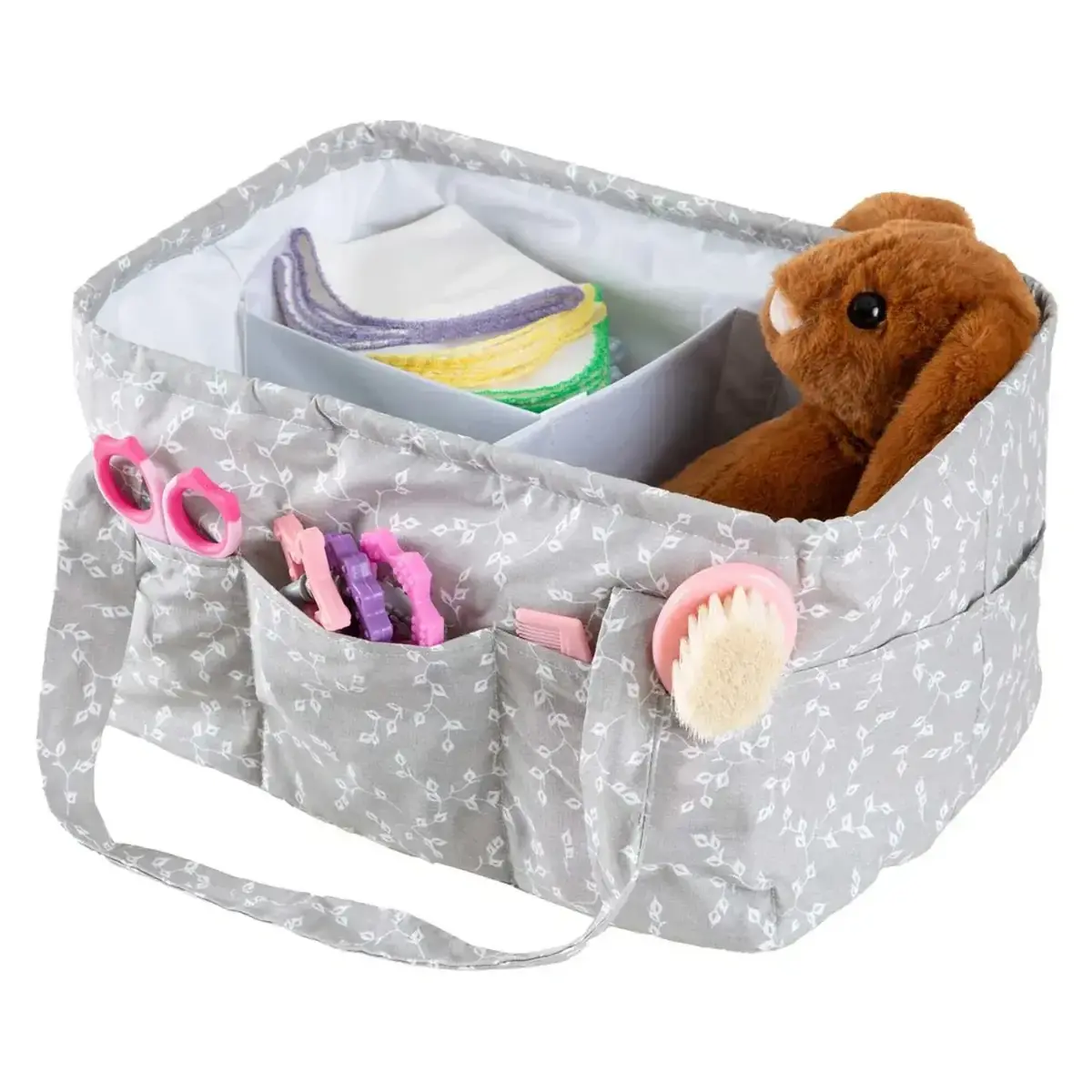 Babyjem Katlamalı Anne ve Bebek Organizer Gri Çiçek