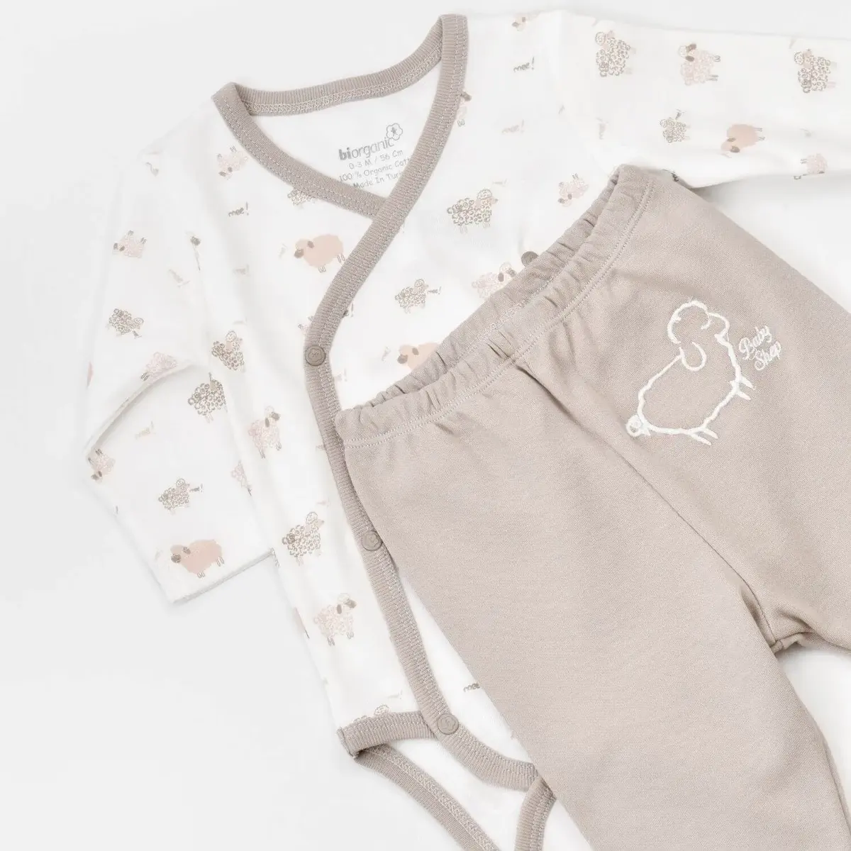 Bibaby Organik Zıbın Takımı Curly Sheep Bej