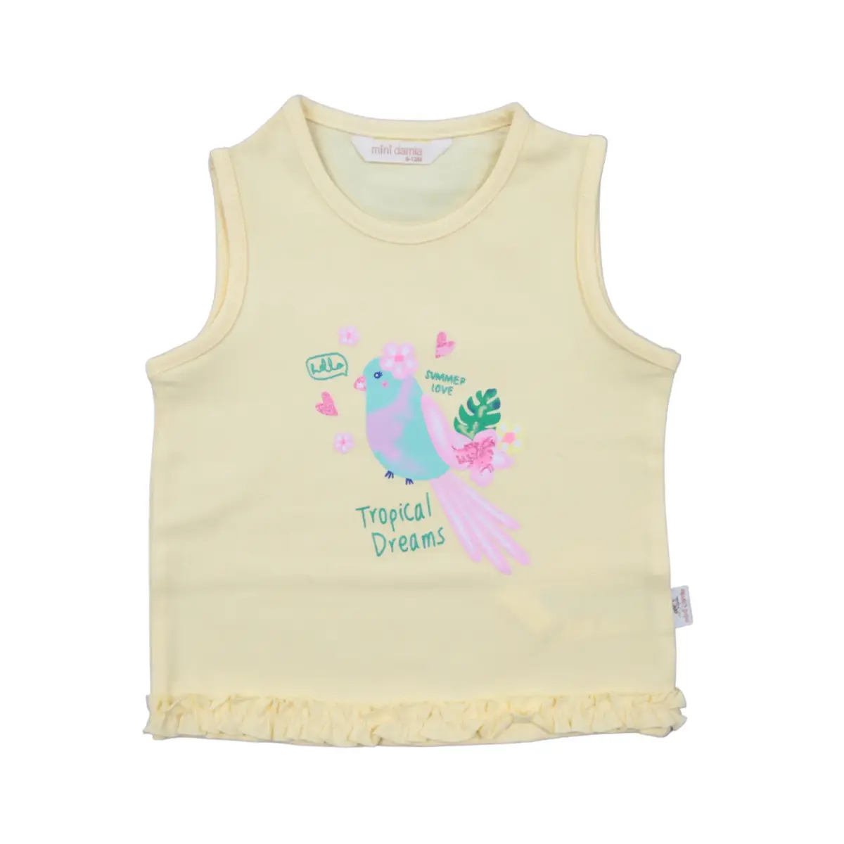 Mini Damla T-Shirt Kolsuz Tropikal Sarı Mini Damla T-Shirt Kolsuz Tropikal Sarı