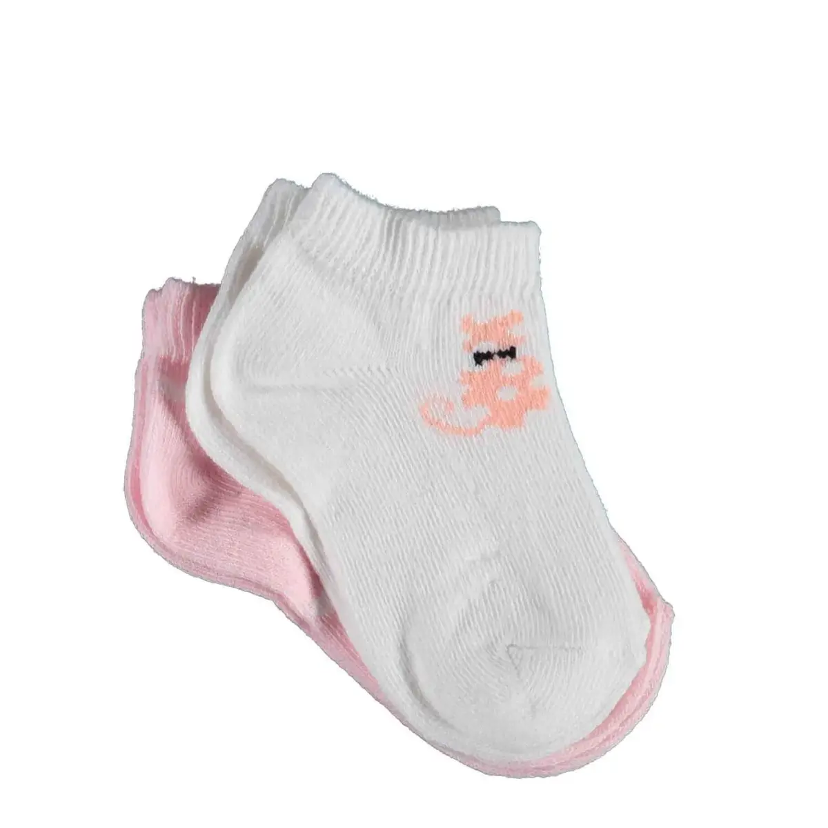 Bibaby Organik Çorap Soket 2li Cat Pembe - Ekru Bibaby Organik Çorap Soket 2li Cat Pembe - Ekru