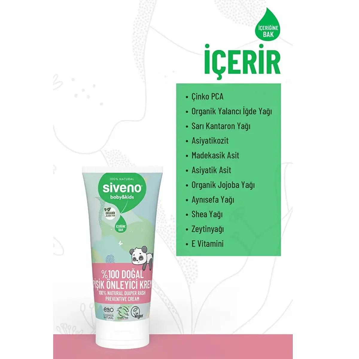 Siveno %100 Doğal Bebek Pişik Önleyici Jel Krem 50ml
