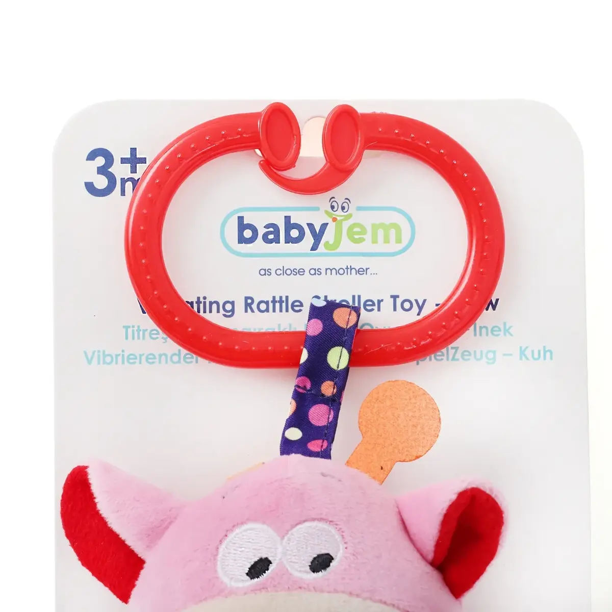 Babyjem Diş Kaşıyıcılı Çıngıraklı Puset Oyuncağı Pembe İnek