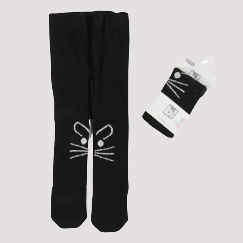 Bibaby Çorap Külotlu Desenli Siyah - Kedi