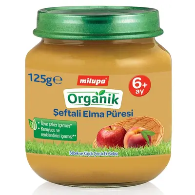 Milupa Organik Şeftali Elma Kavanoz Maması 125 gr